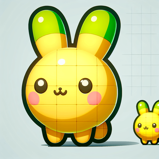 Cute 3d steel kawaii rabbit yellow with green ears.
Single Game Texture. In-Game asset. 2d. Blank background. High contrast. No shadows.