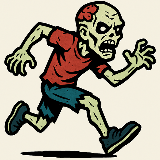 Light-skin runner zombie.
In-Game asset.  2d.  High contrast.  No shadows