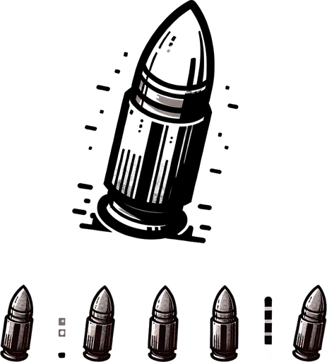 bullet 2d.
Single Game Texture. In-Game asset. 2d. Blank background. High contrast. No shadows.
