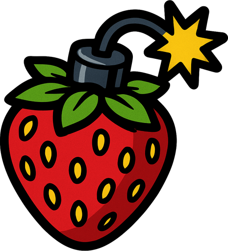 Çilek şeklinde bomba.
In-Game asset.  2d.  High contrast.  No shadows