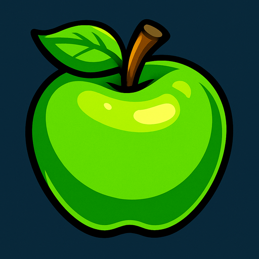 Green apple.
In-Game asset.  2d.  High contrast.  No shadows