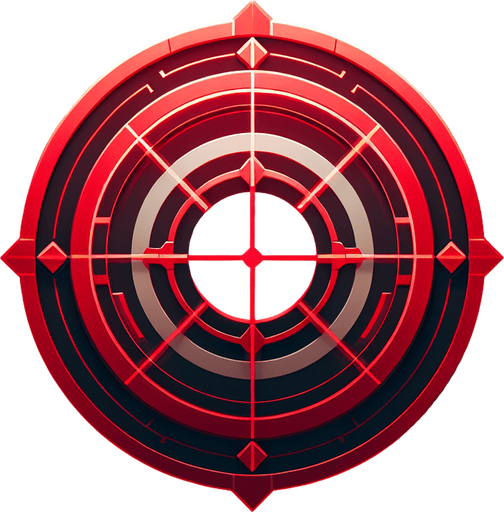 red gaming reticle. Minimal.
Single Game Texture.  In-Game asset.  2d.  Blank background.  High contrast.  No shadows