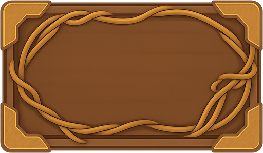 Brown box with golden corners. No background. Transparent background. Blank background. No shadows. 2d. In-Game asset. flat