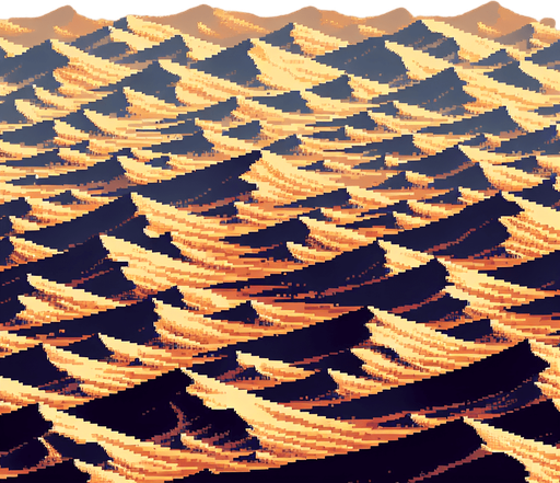 pixel art tiling of a desert sandy ground..
Single Game Texture. In-Game asset. 2d. Blank background. High contrast. No shadows.