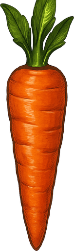 vertical and realistic carrot.
In-Game asset.  2d.  High contrast.  No shadows