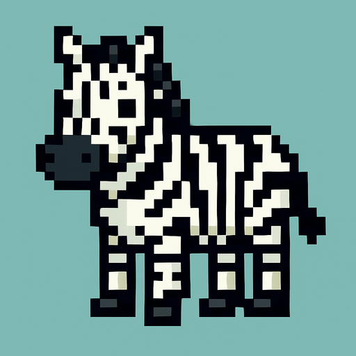 Zebra pixel.
In-Game asset.  2d.  High contrast.  No shadows