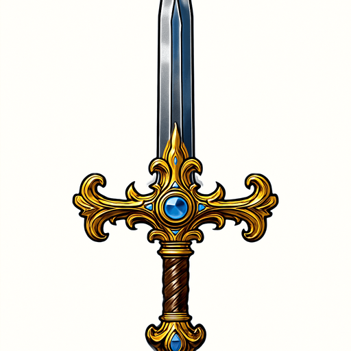 ihtişamlı gerçekçi bir kılıç.
In-Game asset.  2d.  High contrast.  No shadows