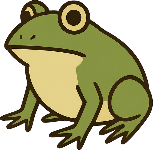 Frog in professor Layton game style.
In-Game asset.  2d.  High contrast.  No shadows
