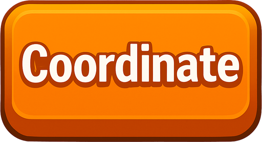 Button "Coordinate". orange color
In-Game asset.  High contrast.  No shadows. 3D