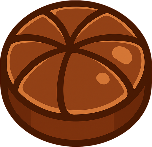 round chocolate.
In-Game asset.  2d.  High contrast.  No shadows