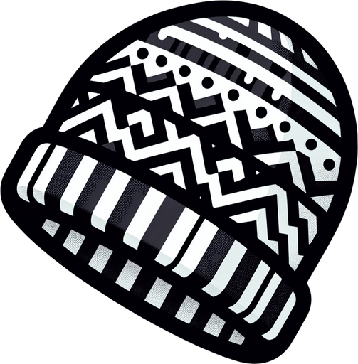 A striped beanie. Side profile. Cartoon..
Single Game Texture.  In-Game asset.  2d.  Blank background.  High contrast.  No shadows