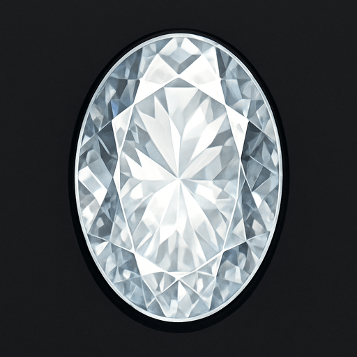 white gem realistic oval.
In-Game asset.  2d.  High contrast.  No shadows