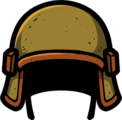 Asker kaskı. Önden bakış kayışı yok 
In-Game asset.  2d.  High contrast.  No shadows