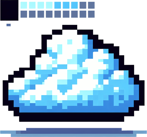 pixel art cloud.
Single Game Texture. In-Game asset. 2d. Blank background. High contrast. No shadows.