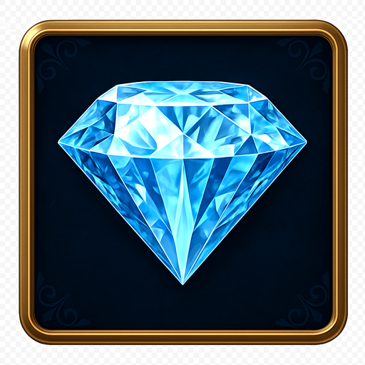 Crea un asset de fondo para el símbolo 'A' de Megaways (Diamante Brillante).
Un panel cuadrado o ligeramente redondeado. Fondo de terciopelo oscuro (negro o azul noche) o un metal pulido muy oscuro. Borde elegante dorado o plateado. Puede tener un patrón sutil de filigrana de casino en las esquinas. Debe ser un fondo neutro pero lujoso para que el diamante resalte. Fondo transparente.
In-Game asset.  2d.  High contrast.  No shadows