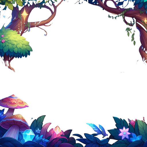 a magical landscape of wonder and joy.
Single Game Texture. In-Game asset. 2d. Blank background. High contrast. No shadows.