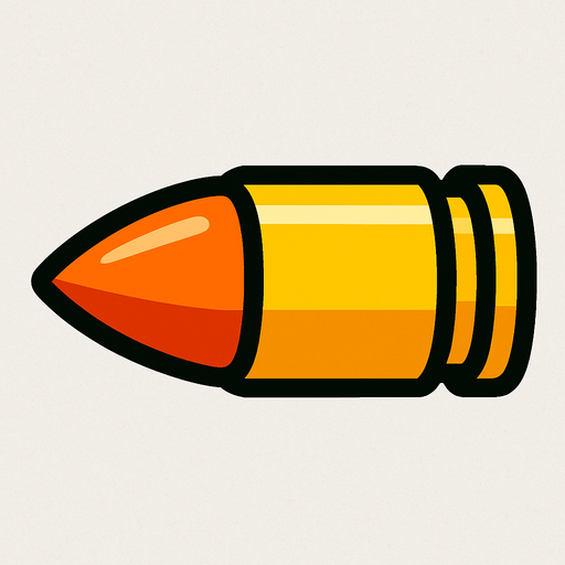 create a bullet image for 2d game.
In-Game asset.  2d.  High contrast.  No shadows