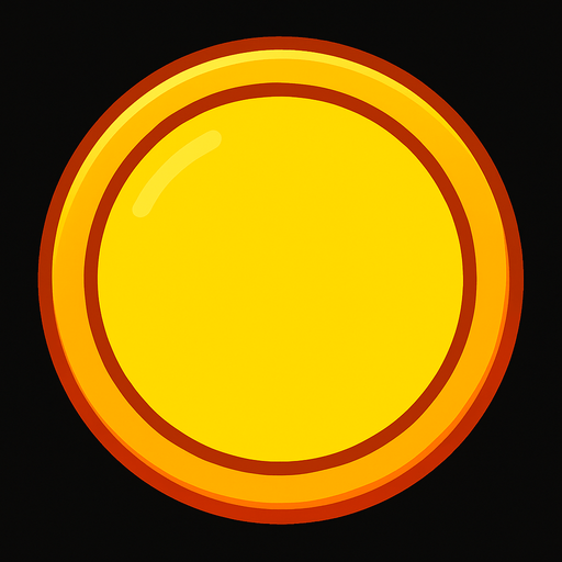 plain yellow round button with orange border.
In-Game asset.  2d.  High contrast.  No shadows