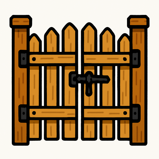 fence gate.
In-Game asset.  2d.  High contrast.  No shadows