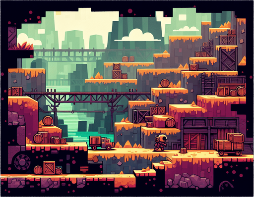 2D Platformer Background in Mine.
Single Game Texture. In-Game asset. 2d. Blank background. High contrast. No shadows.
