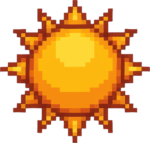 güneş.
In-Game asset.  No shadows. pixel