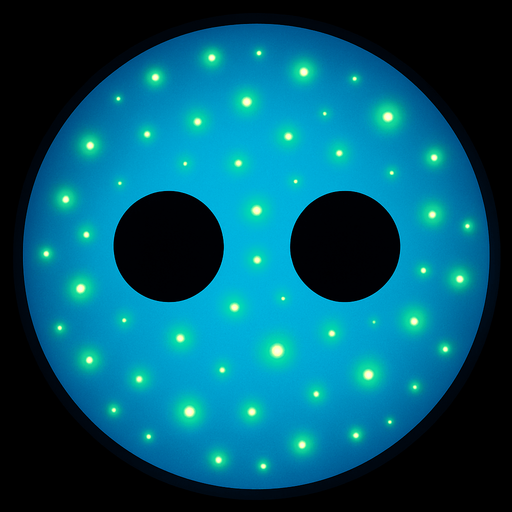 mavi renkli fakat gözleri hariç vücudunda birsürü yeşil yeşil ışıklar var