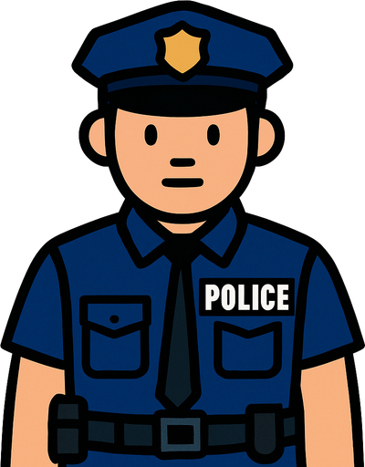 Police.
In-Game asset.  2d.  High contrast.  No shadows