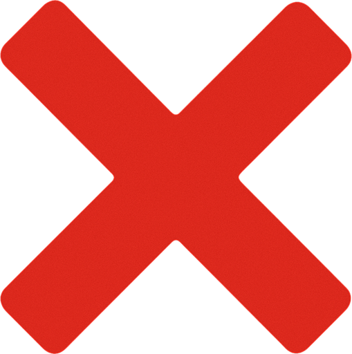 red X.
In-Game asset.  2d.  High contrast.  No shadows