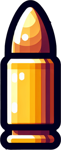 Bullet.
Single Game Texture. In-Game asset. 2d. Blank background. High contrast. No shadows.