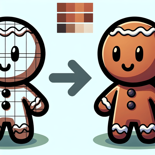 A right profile drawing of one single cute little gingerbread boy, standing with his hands in front of him. In-Game asset. 2d. No background. High contrast. No shadows. Color. digital art