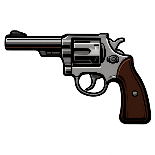 Revolver realista.
In-Game asset.  2d.  High contrast.  No shadows