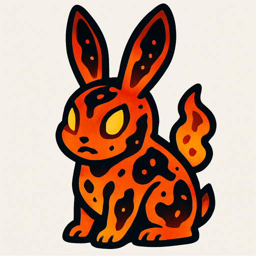 LAVA BUNNY.
In-Game asset.  2d.  High contrast.  No shadows