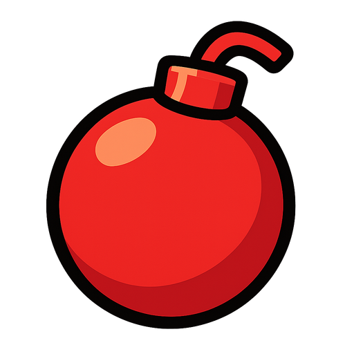 red bomb.
In-Game asset.  2d.  High contrast.  No shadows
