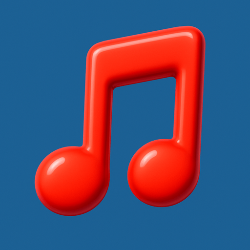 red musical note.
In-Game asset.  3d.  High contrast.  No shadows