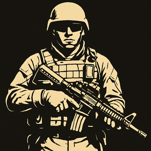 real human soldier.
In-Game asset.  2d.  High contrast.  No shadows