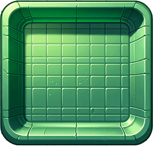 green plastic tray. topdown view.
Single Game Texture. In-Game asset. 2d. Blank background. High contrast. No shadows.