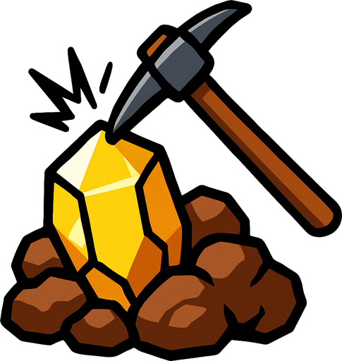 Kazma cevheri kazma hareketli resmi..
In-Game asset.  2d.  High contrast.  No shadows