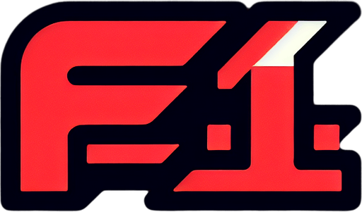 Logo that reads: f1. Red. Simple..
Single Game Texture. In-Game asset. 2d. Blank background. High contrast. No shadows.