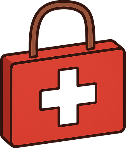 A medkit. No background. Transparent background. Blank background. No shadows. 2d. In-Game asset. flat