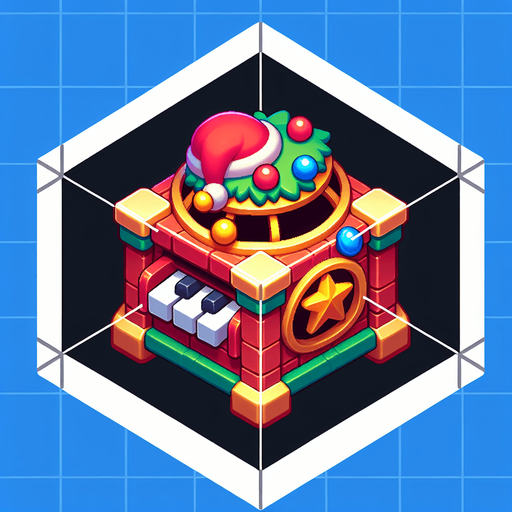 A christmas Music Box . Plastic style Single Game Texture. In-Game asset. 2d. Blank background. High contrast. No shadows.