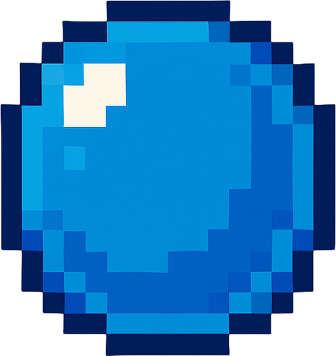 Burbuja azul, una , pixelart.
In-Game asset.  2d.  High contrast.  No shadows