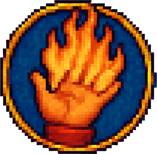 A hand with its fingers symbolizing fire
