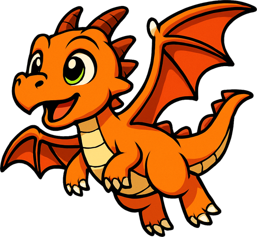 Bébé dragon en train de voler.
In-Game asset.  2d.  High contrast.  No shadows