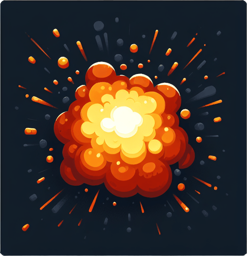 explosion.
Single Game Texture.  In-Game asset.  2d.  Blank background.  High contrast.  No shadows