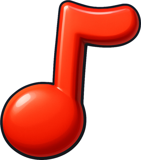red musical note.
In-Game asset.  3d.  High contrast.  No shadows