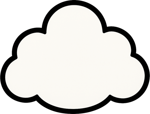 white rounded cloud, really thick black outline