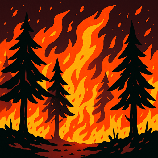 Un bosque quemándose D:.
In-Game asset.  2d.  High contrast.  No shadows