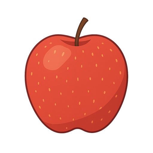 apple. No background. Transparent background. Blank background. No shadows. 2d. In-Game asset. flat