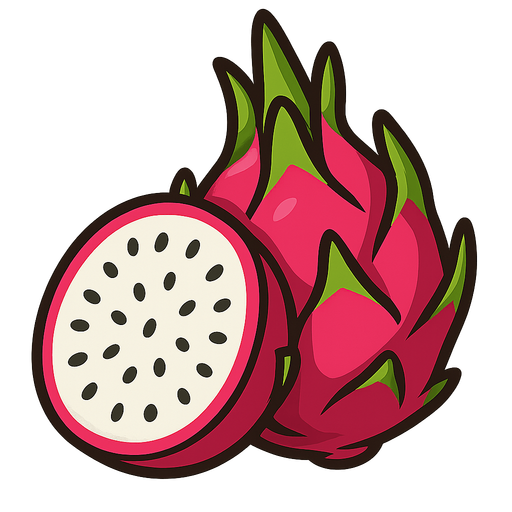 Dragonfruit.
Single Game Texture.  In-Game asset.  2d.  Blank background.  High contrast.  No shadows