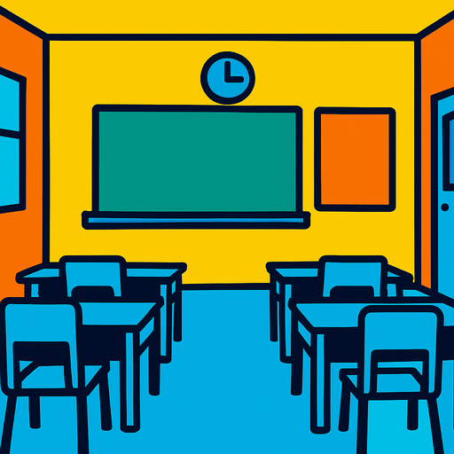 fond d'écran classe de cours.
In-Game asset.  2d.  High contrast.  No shadows